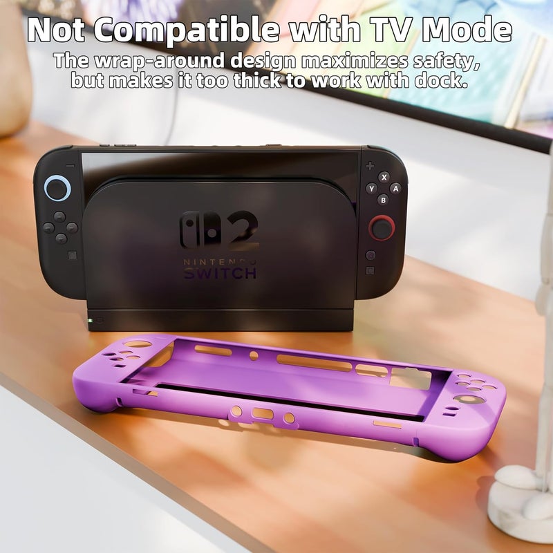 DAIERTEK Rubber Protector Case Compatible with Nintendo Switch 2 2025 Purple Silicone Cover Soft Shell Switch2 Accessories for Girl Boy Kid - Image 5
